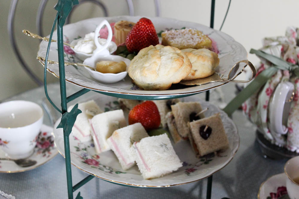 high tea with scones and finger sandwiches