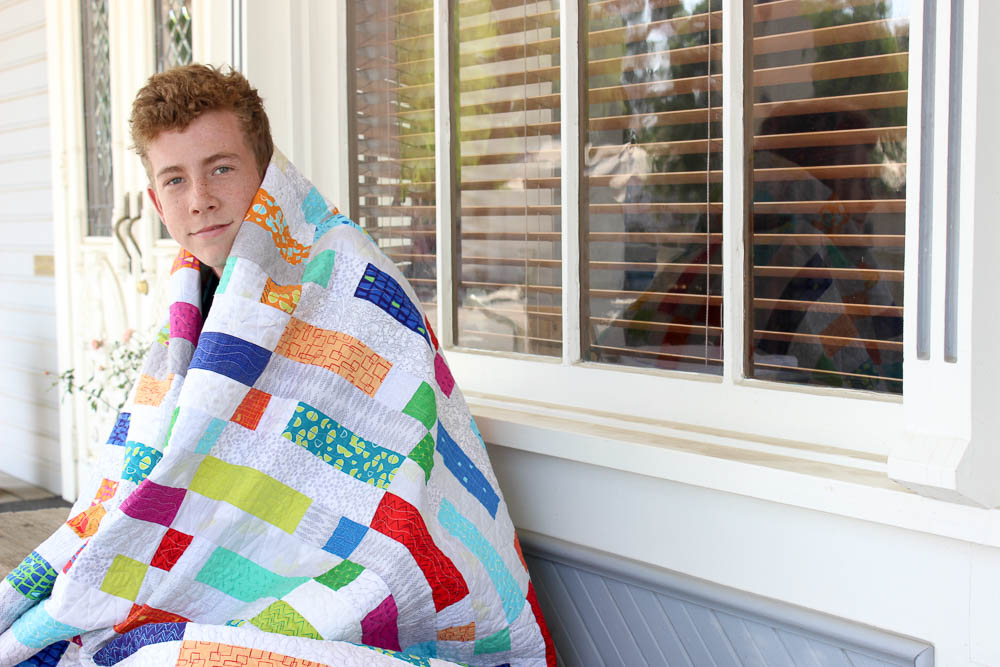 boy with quilt