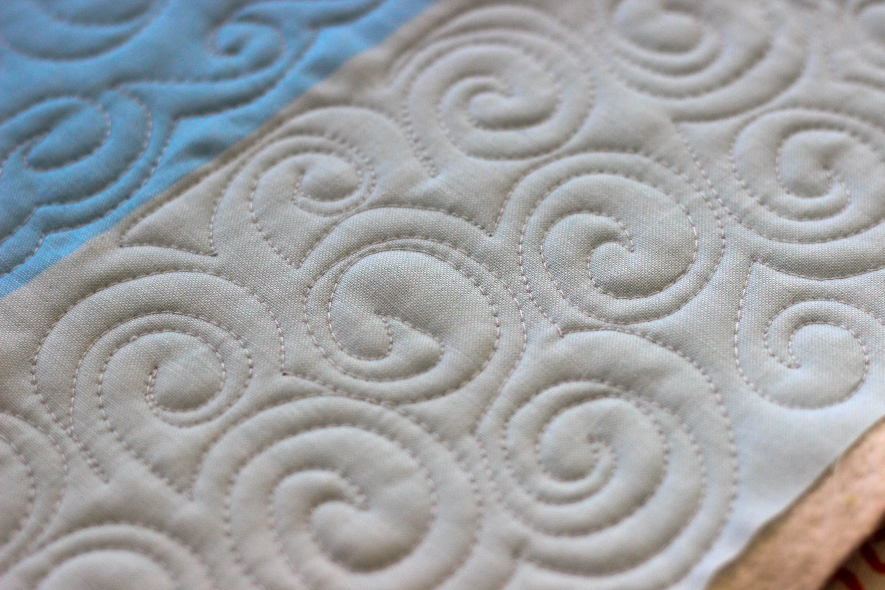 Free-Motion Meanders swirl quilting
